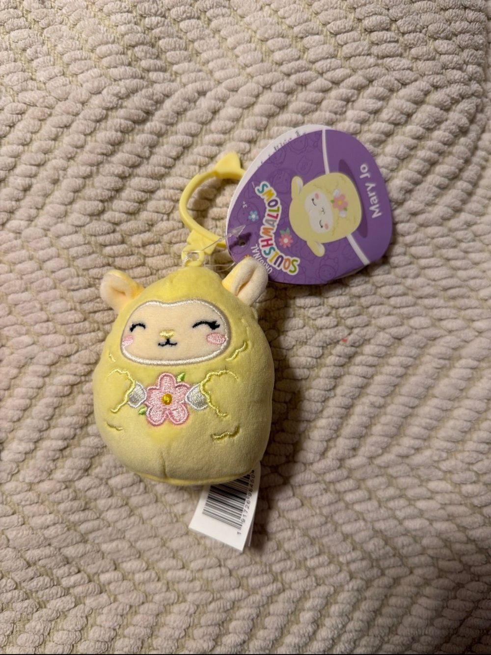 NWT Mary Jo the Easter Yellow Lamb Squishmallow Clip